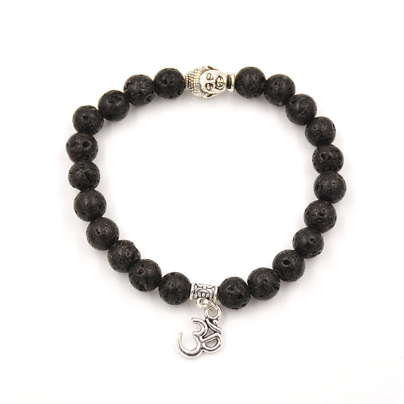 6mm and 8mm Lava Stone Bead Bracelet with Silver Buddha Fitting – The 101  Corporation