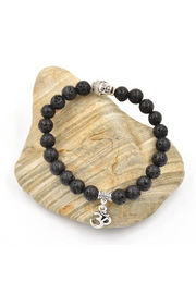 Buddha And OM Lava Rock Bracelet