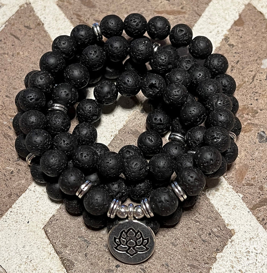 Black Skull Mala Beads - Tibetan Prayer Beads